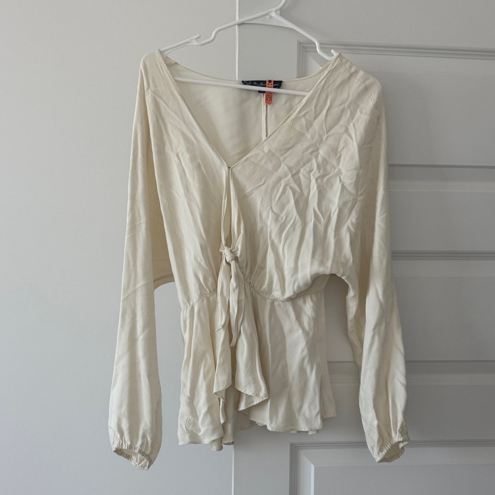 For Love And Lemons Cream Tie-Front Blouse